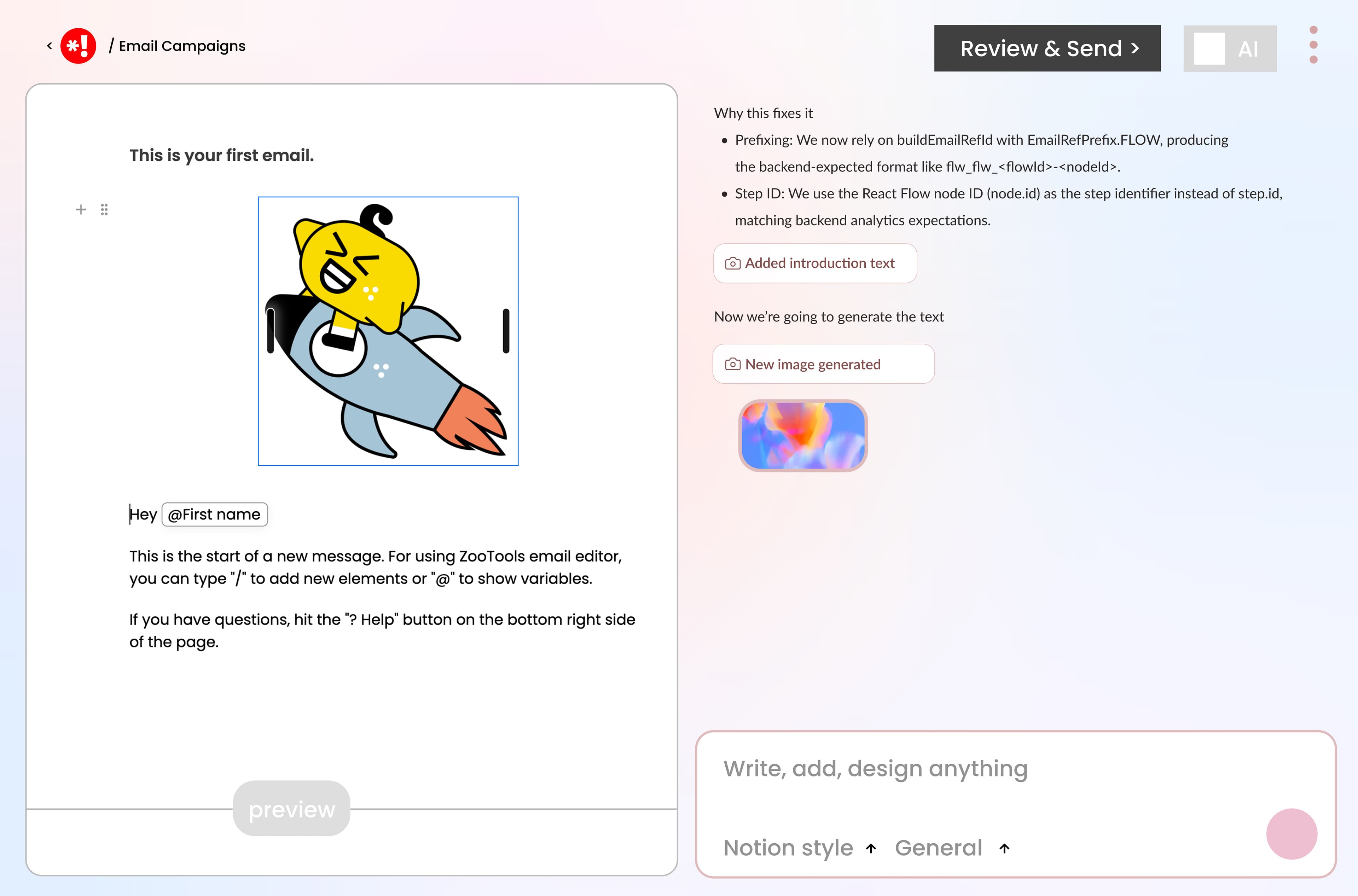SMASHSEND AI email editor
