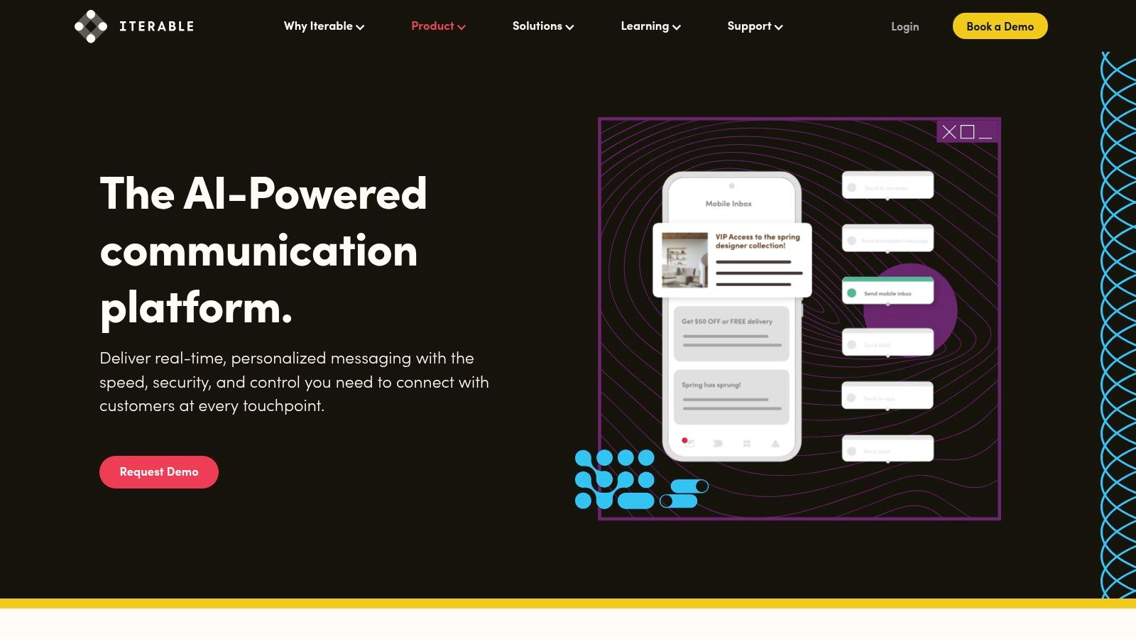 Iterable customer engagement platform showing cross-channel communication features