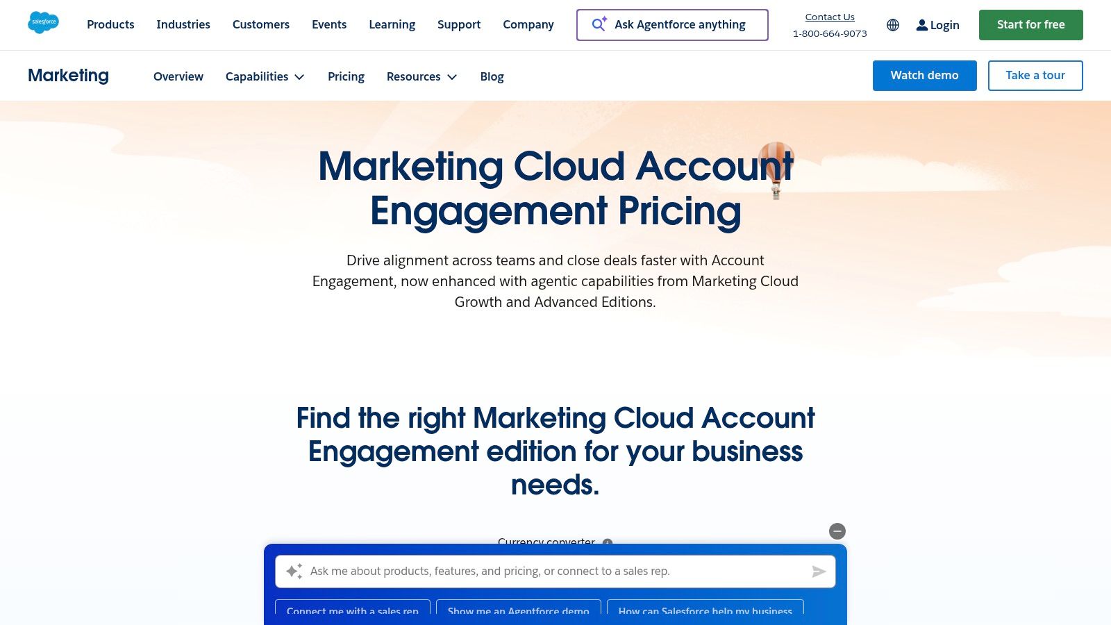 Salesforce Marketing Cloud Account Engagement (Pardot) pricing page